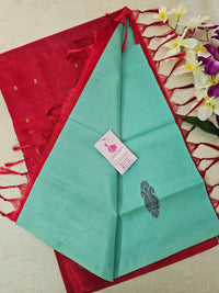 Sea Green with Red Pallu Handwoven Chinnalampattu Saree