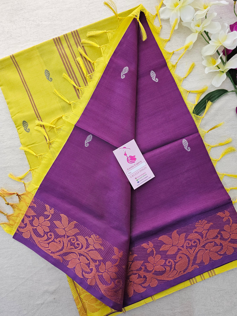 Purple with Yellow Chinnalampattu Border Saree