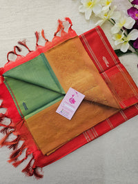 Green with Red Chinnalampattu Border Saree