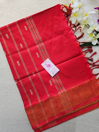 Green with Red Chinnalampattu Border Saree