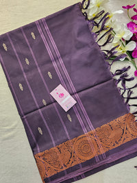 Green with Dark Purple Chinnalampattu Border Saree