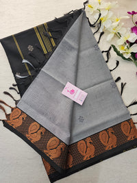 Grey with Black Chinnalampattu Border Saree