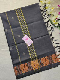 Grey with Black Chinnalampattu Border Saree