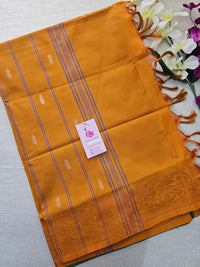 Green with Orange  Chinnalampattu Border Saree