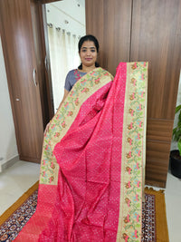 Semi Tussar Digital Prints with Contrast Paithani Border -  Pink