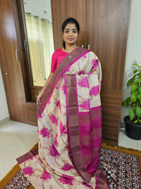 Pink Handwoven Tussar Silk Saree with Zari Border