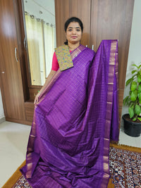 Semi Tussar with Extra Matching Blouse  - Purple