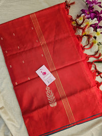 Grey with Red Pallu Handwoven Chinnalampattu Saree
