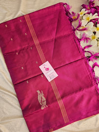 Pastel Orange with Pink Pallu Handwoven Chinnalampattu Saree