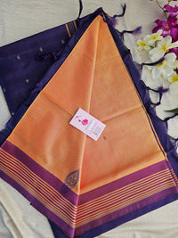 Dual Shade Yellow cum Orange with Purple Pallu Handwoven Chinnalampattu Saree