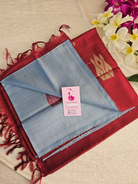 Blue with Maroon Pallu Handwoven Chinnalampattu Saree