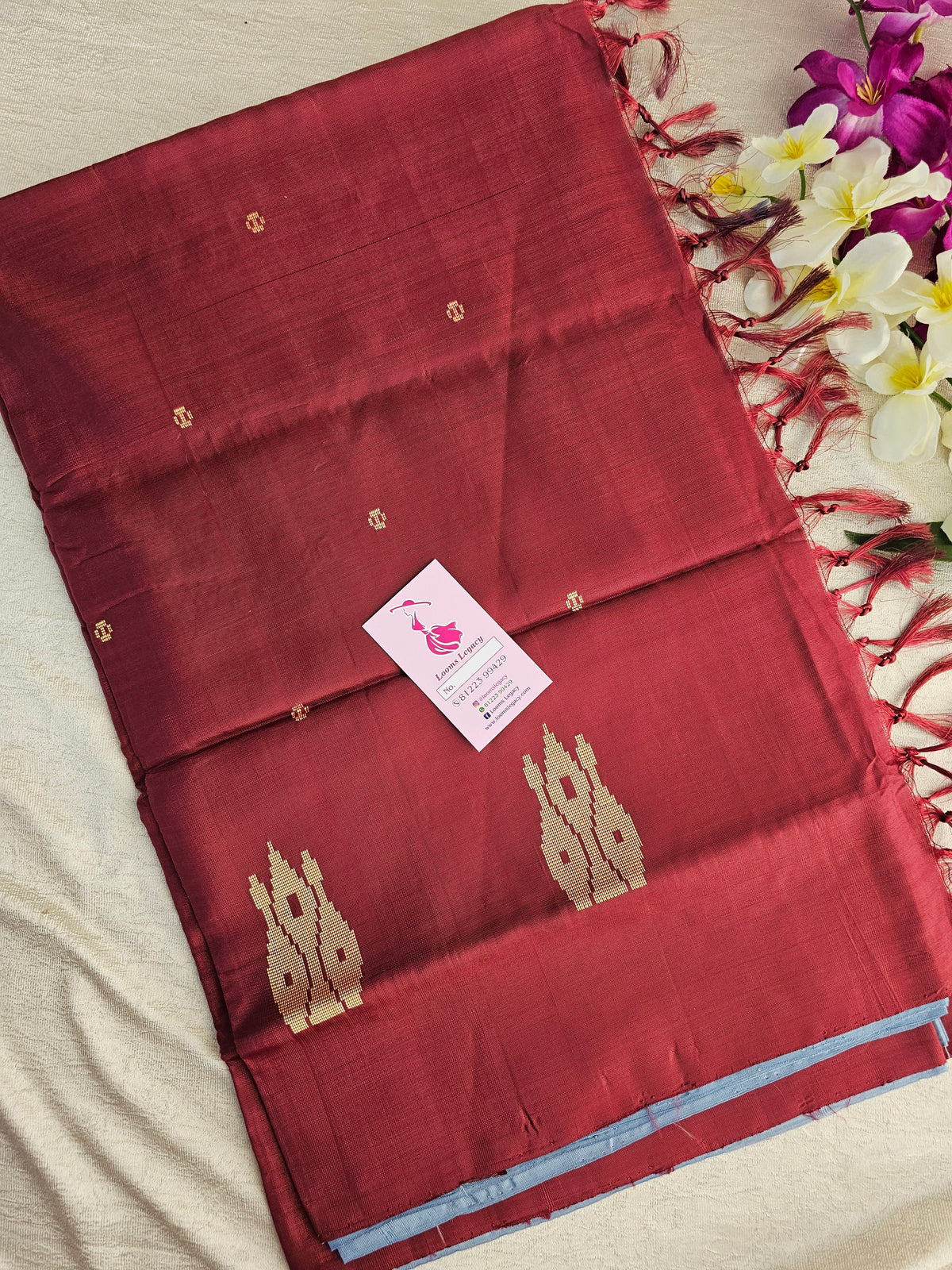 Blue with Maroon Pallu Handwoven Chinnalampattu Saree