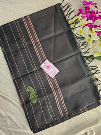 Pastel Peach with Black Pallu Handwoven Chinnalampattu Saree