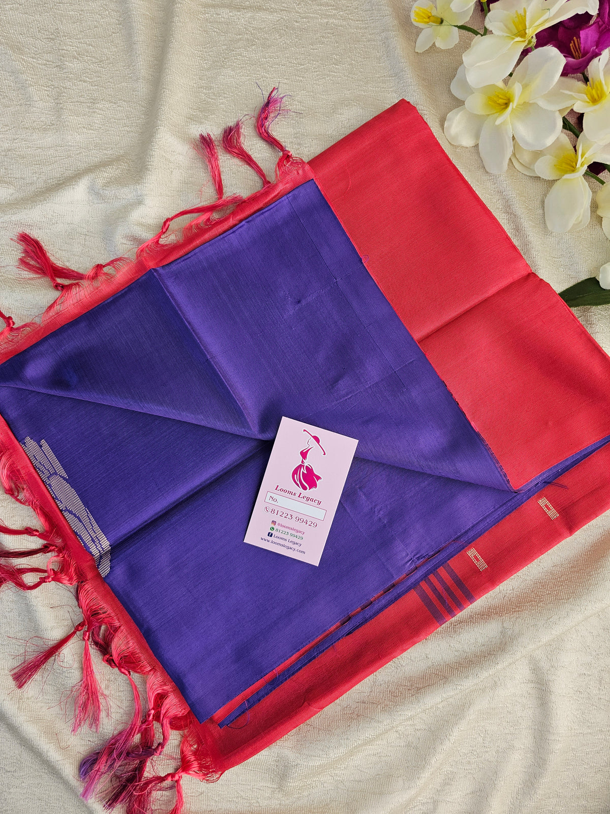 Violet with Reddish Pink Pallu Handwoven Chinnalampattu Saree