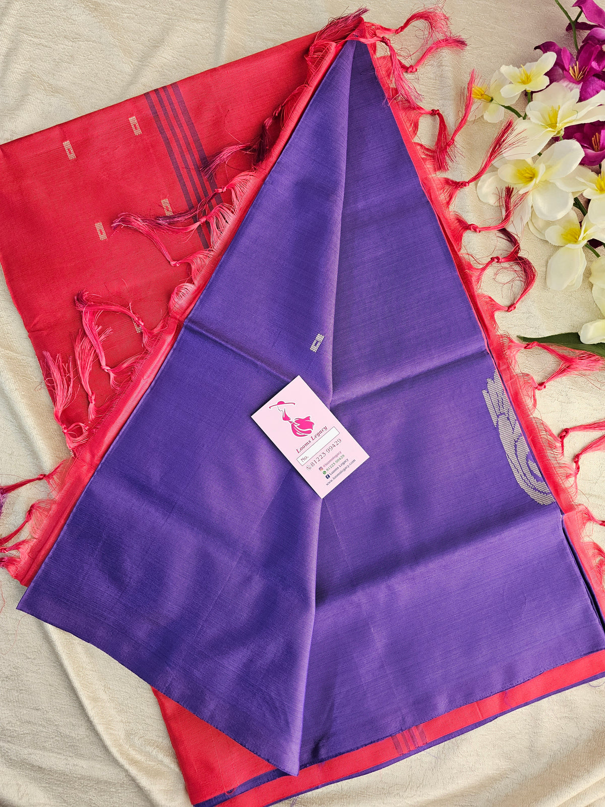 Violet with Reddish Pink Pallu Handwoven Chinnalampattu Saree