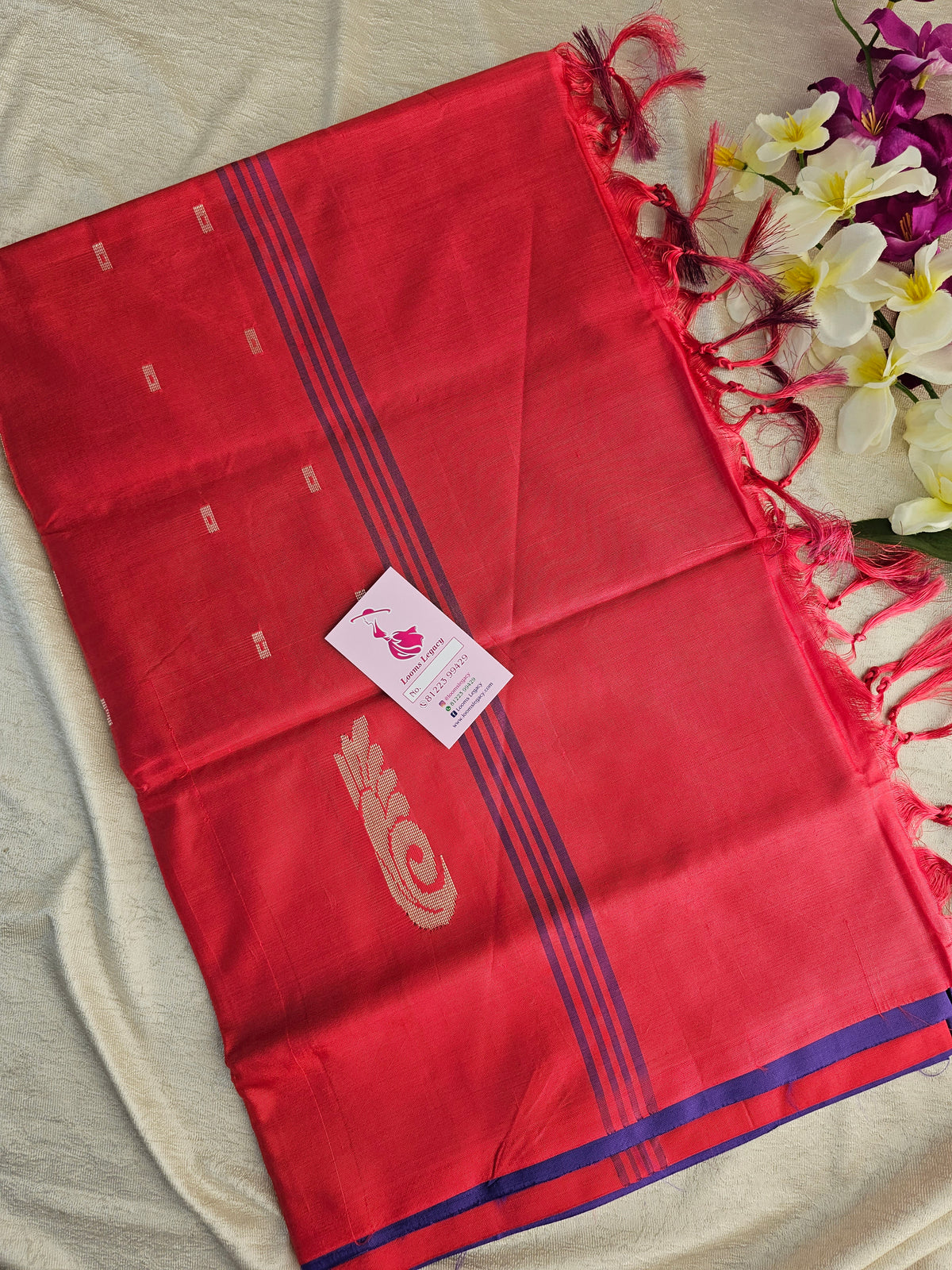 Violet with Reddish Pink Pallu Handwoven Chinnalampattu Saree