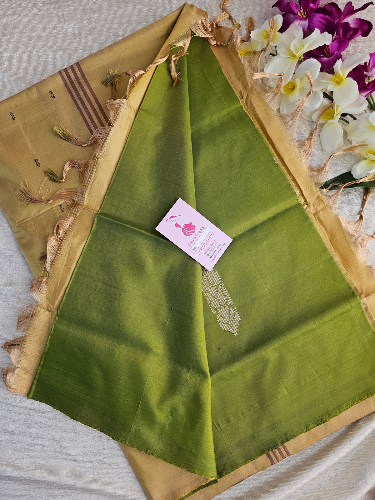 Green with  Sandal Pallu Handwoven Chinnalampattu Saree