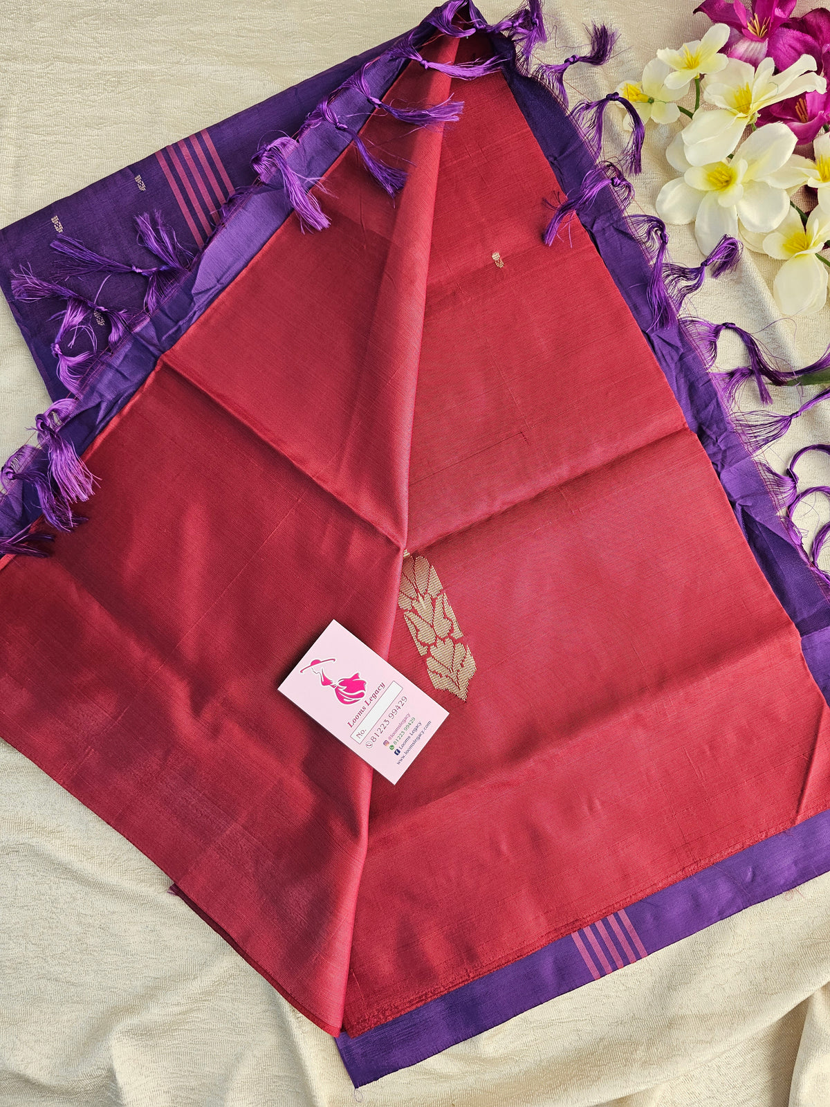 Maroon with Violet Pallu Handwoven Chinnalampattu Saree