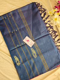 Reddish Pink with Blue Pallu Handwoven Chinnalampattu Saree