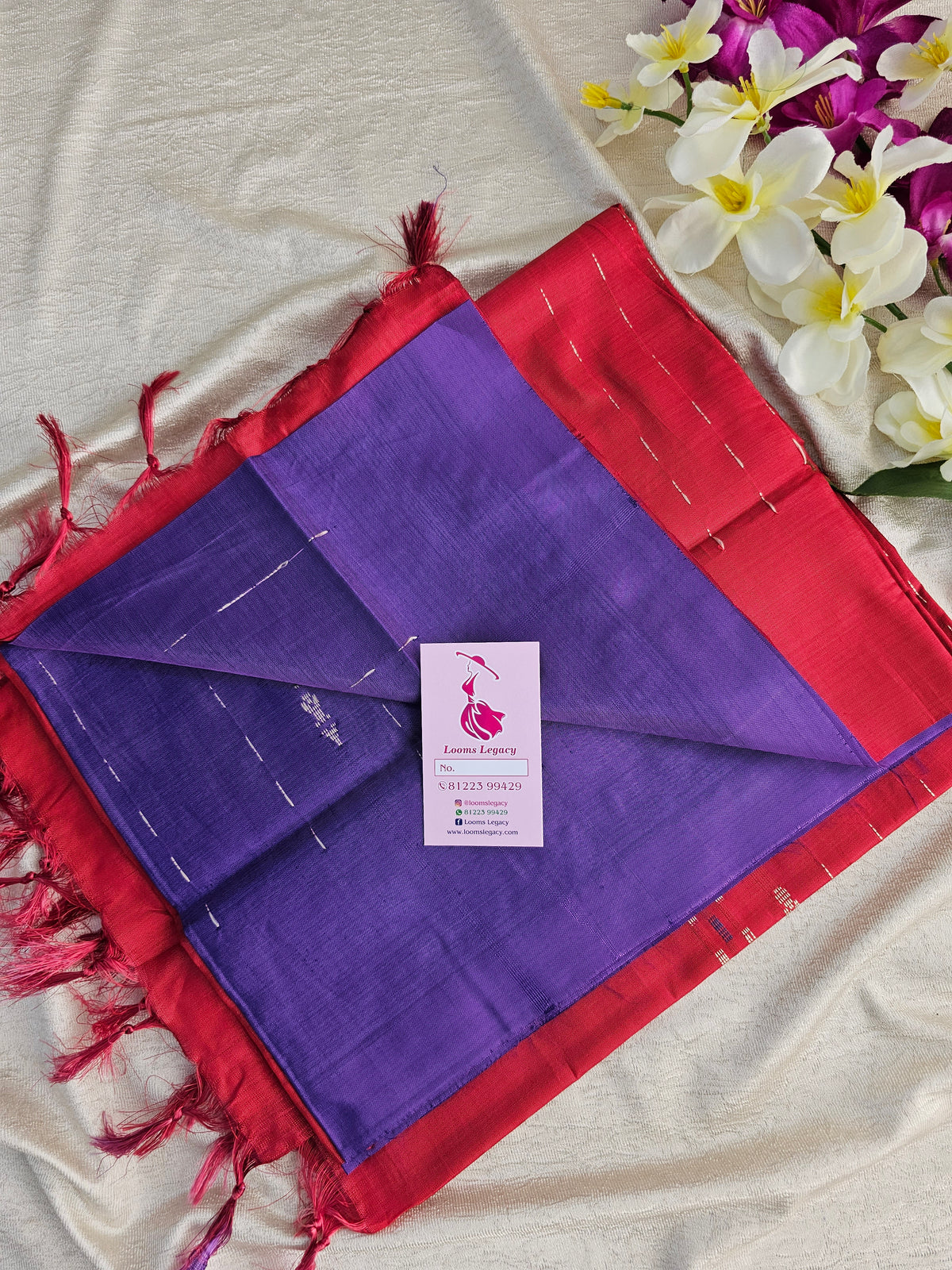 Violet with Red Pallu Handwoven Chinnalampattu Saree