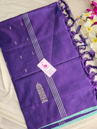 Sea Blue with Violet Pallu Handwoven Chinnalampattu Saree