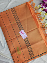 Dark Green with Orange Shade Pallu Handwoven Chinnalampattu Saree