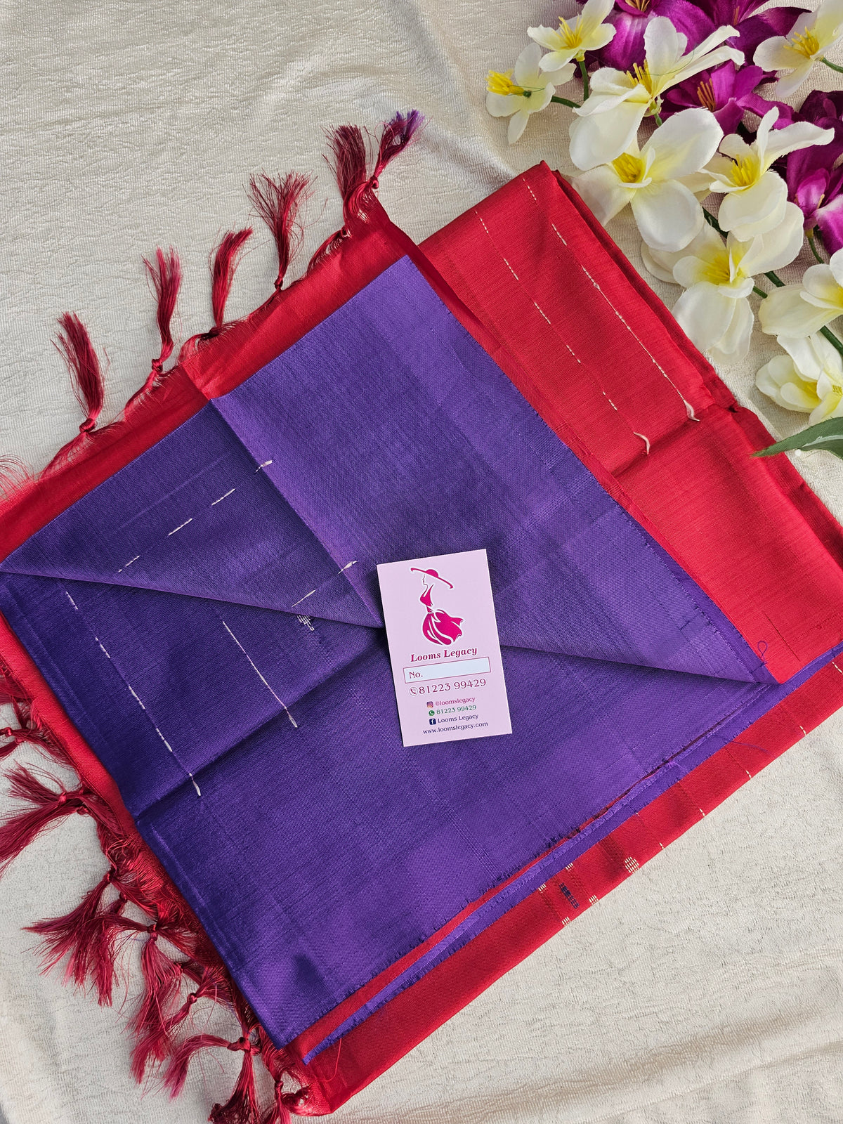 Violet with Maroon Pallu Handwoven Chinnalampattu Saree