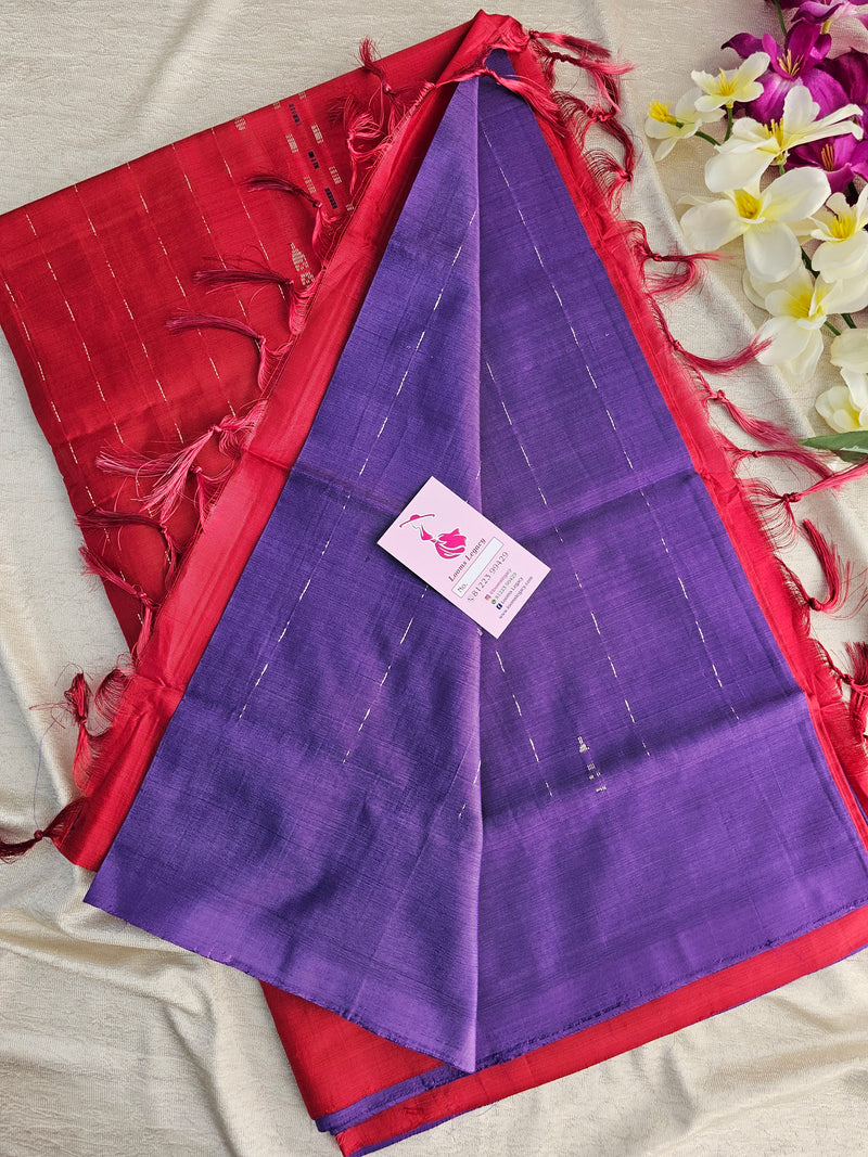 Violet with Maroon Pallu Handwoven Chinnalampattu Saree