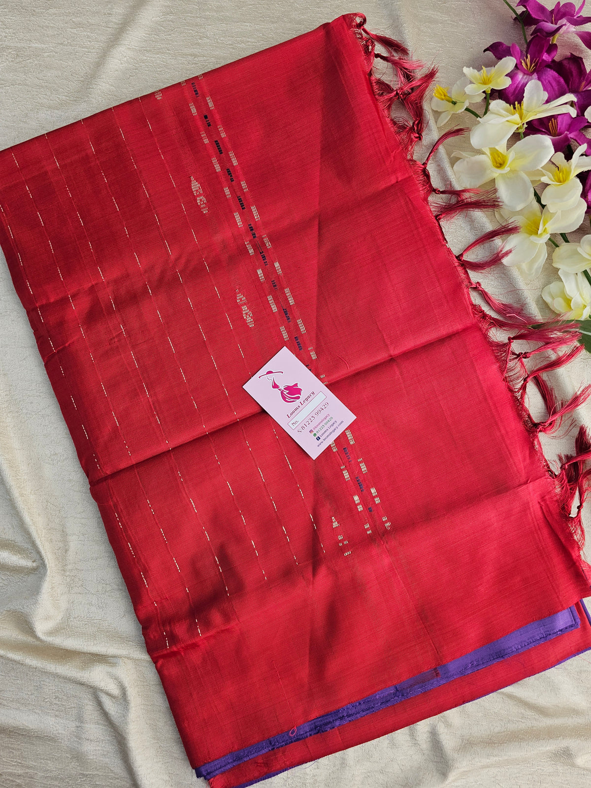 Violet with Maroon Pallu Handwoven Chinnalampattu Saree