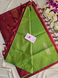 Green with Maroon Pallu Handwoven Chinnalampattu Saree