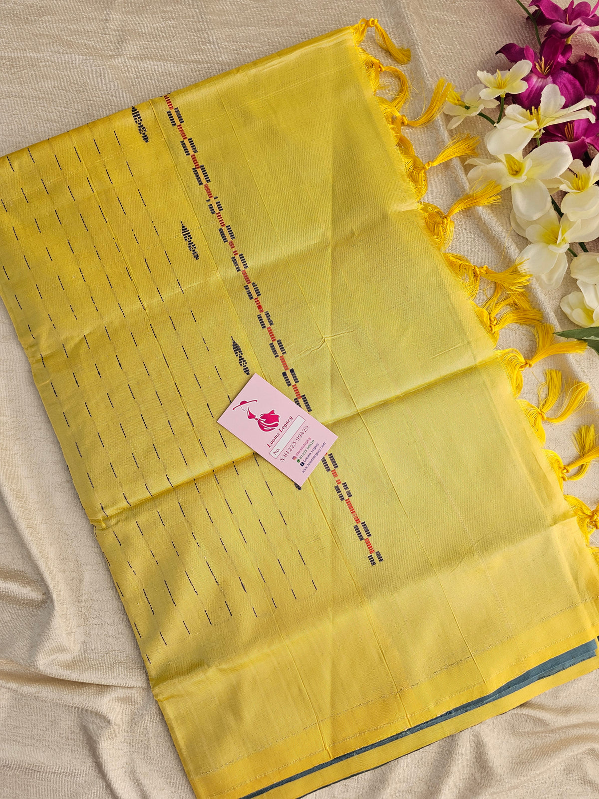 Grey with Yellow Pallu Handwoven Chinnalampattu Saree