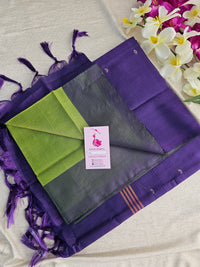 Green with Purple Pallu Handwoven Chinnalampattu Saree