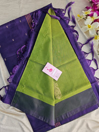 Green with Purple Pallu Handwoven Chinnalampattu Saree