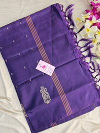 Green with Purple Pallu Handwoven Chinnalampattu Saree