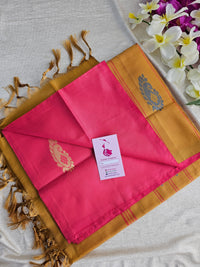 Pink with Yellow Pallu Handwoven Chinnalampattu Saree