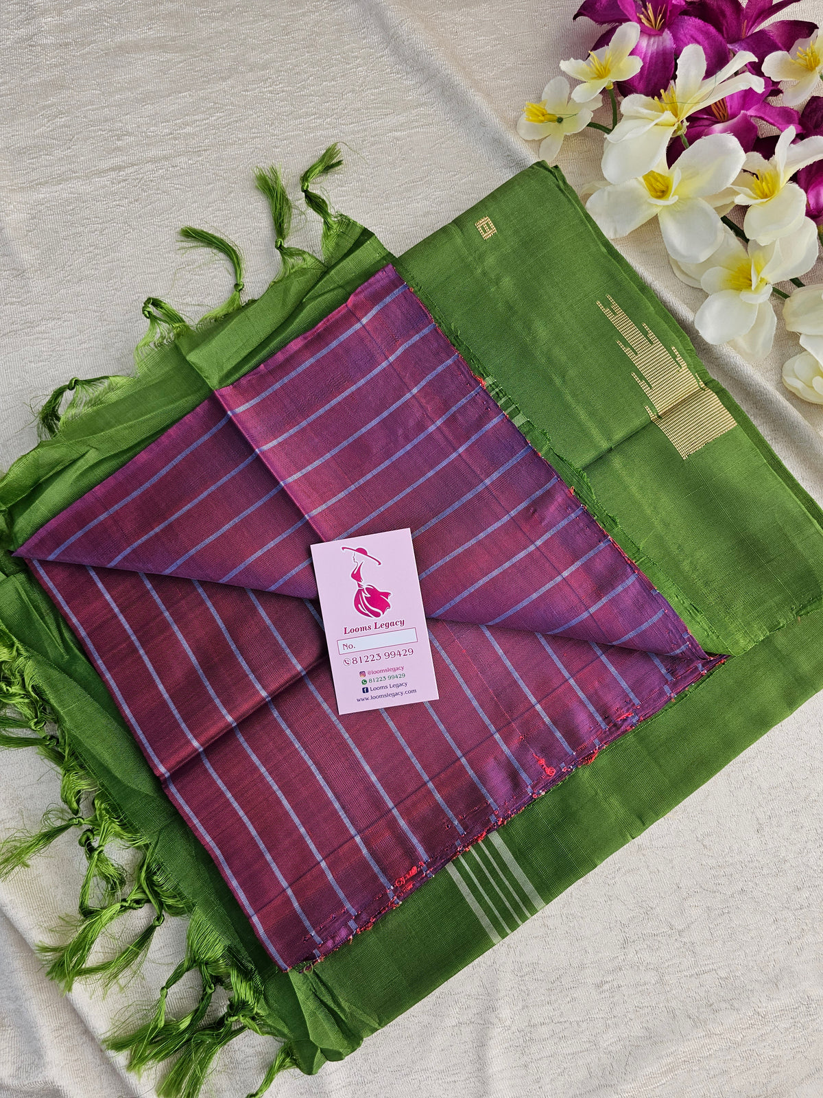 Dual Shade Maroon with Green Pallu Handwoven Chinnalampattu Saree