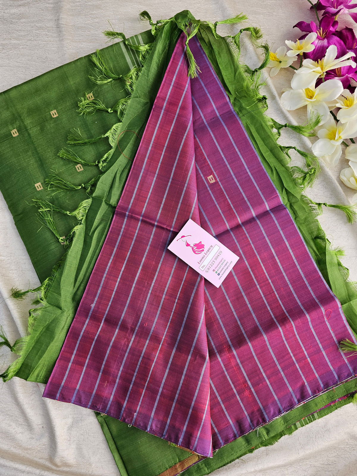 Dual Shade Maroon with Green Pallu Handwoven Chinnalampattu Saree