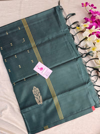 Dark Peach with Dark Green Pallu Handwoven Chinnalampattu Saree