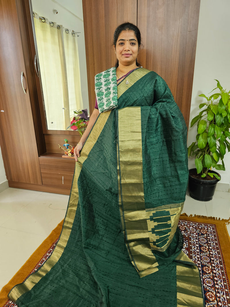 Semi Raw Silk - Bottle Green