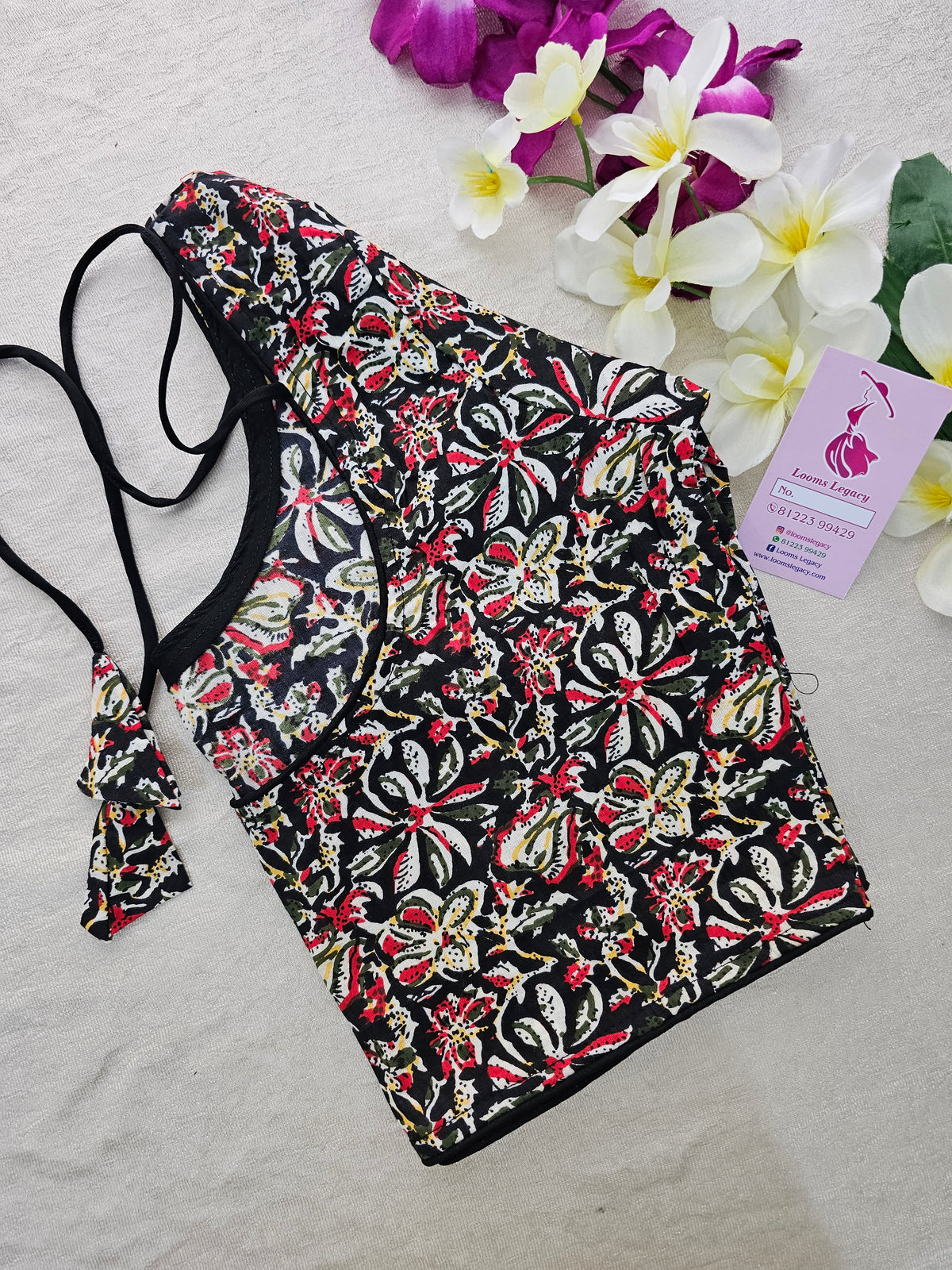 Pure Cotton Printed Blouse - Black