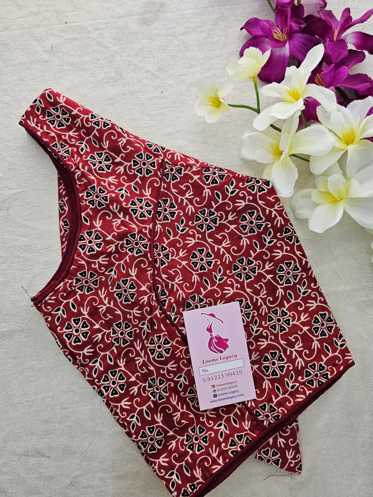 Pure Cotton Printed Blouse - Red