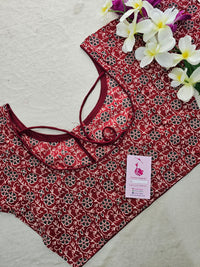 Pure Cotton Printed Blouse - Red