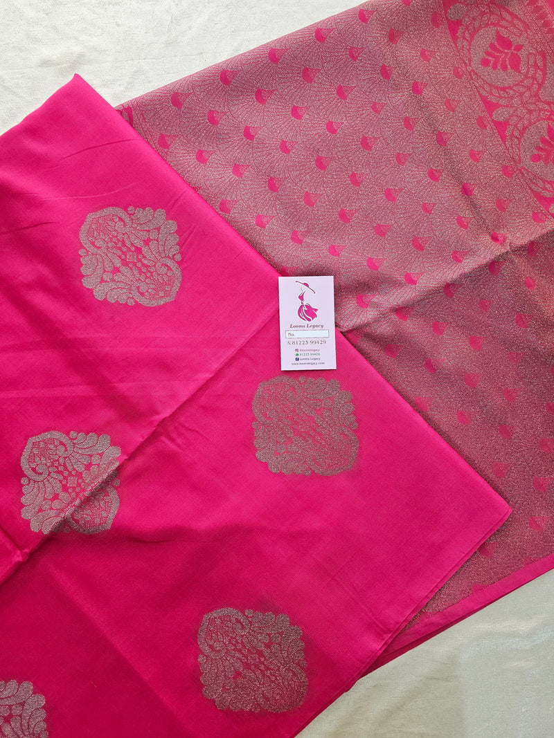 Pink Thread Woven Butter Semi Soft Silk Sarees