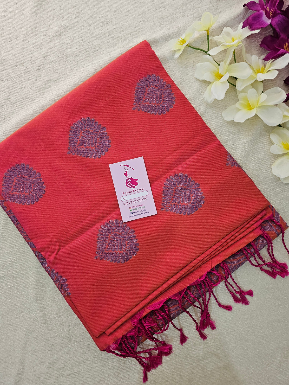 Reddish Pink Thread Woven Butter Semi Soft Silk Sarees