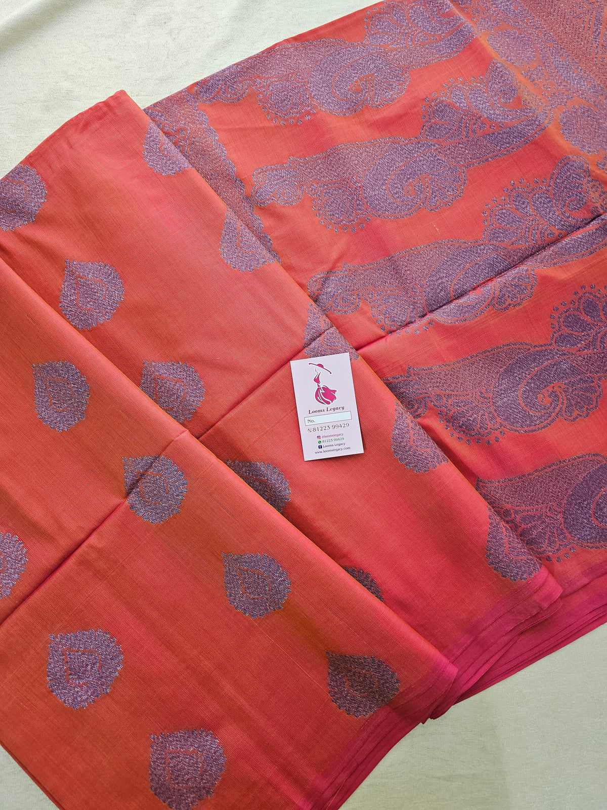 Reddish Pink Thread Woven Butter Semi Soft Silk Sarees