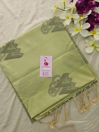 Lime Green Thread Woven Butter Semi Soft Silk Sarees