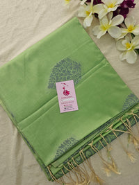 Pastel Green Thread Woven Butter Semi Soft Silk Sarees