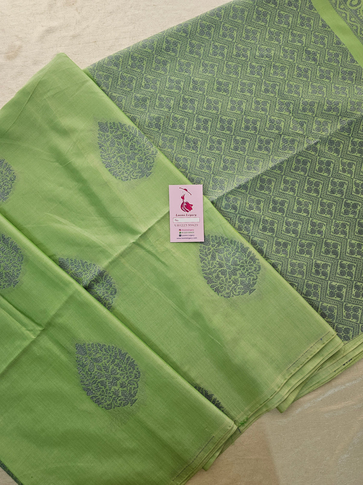 Pastel Green Thread Woven Butter Semi Soft Silk Sarees