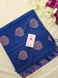 Dark Blue Thread Woven Butter Semi Soft Silk Sarees