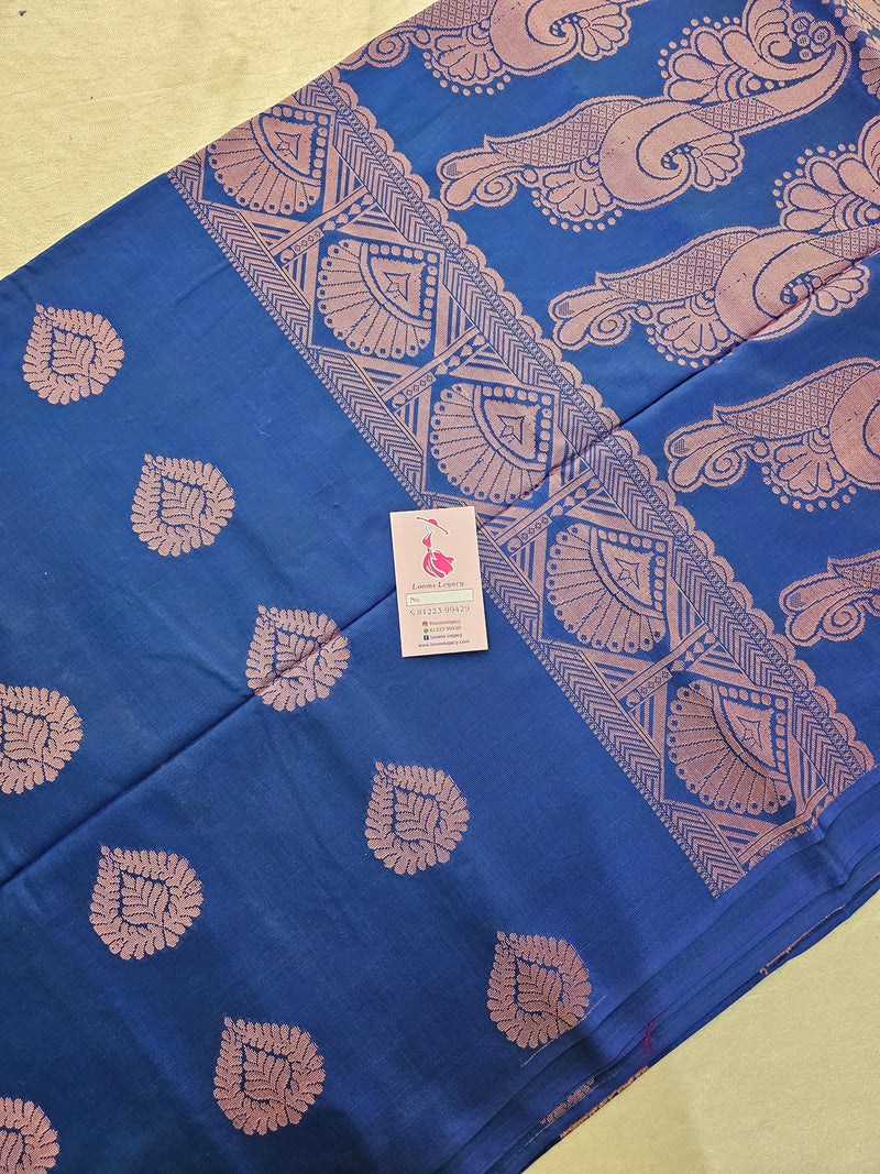 Dark Blue Thread Woven Butter Semi Soft Silk Sarees